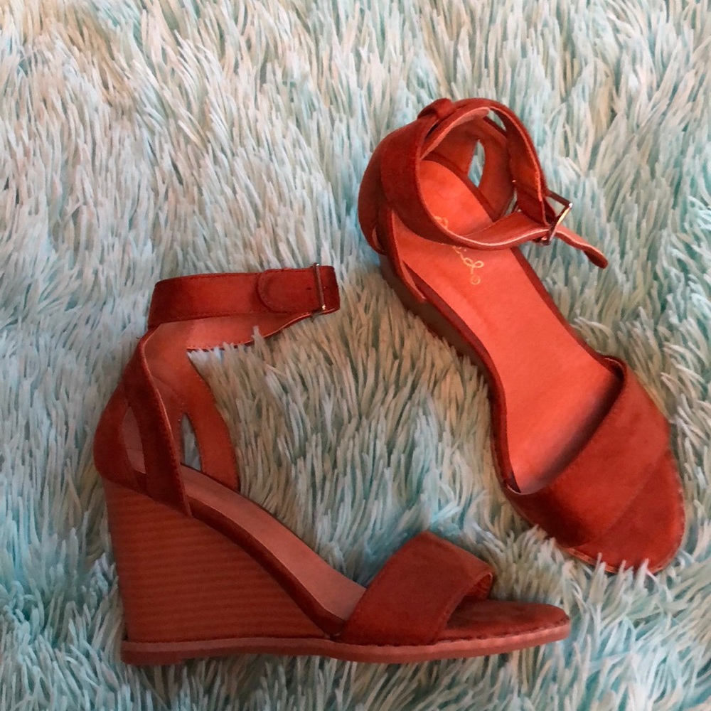 Brown wedge heels
